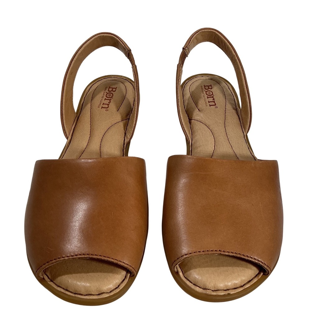 Born Trang Tan Cognac Leather Slingback Sandals Open Toe Flats F18816 Mens 9M